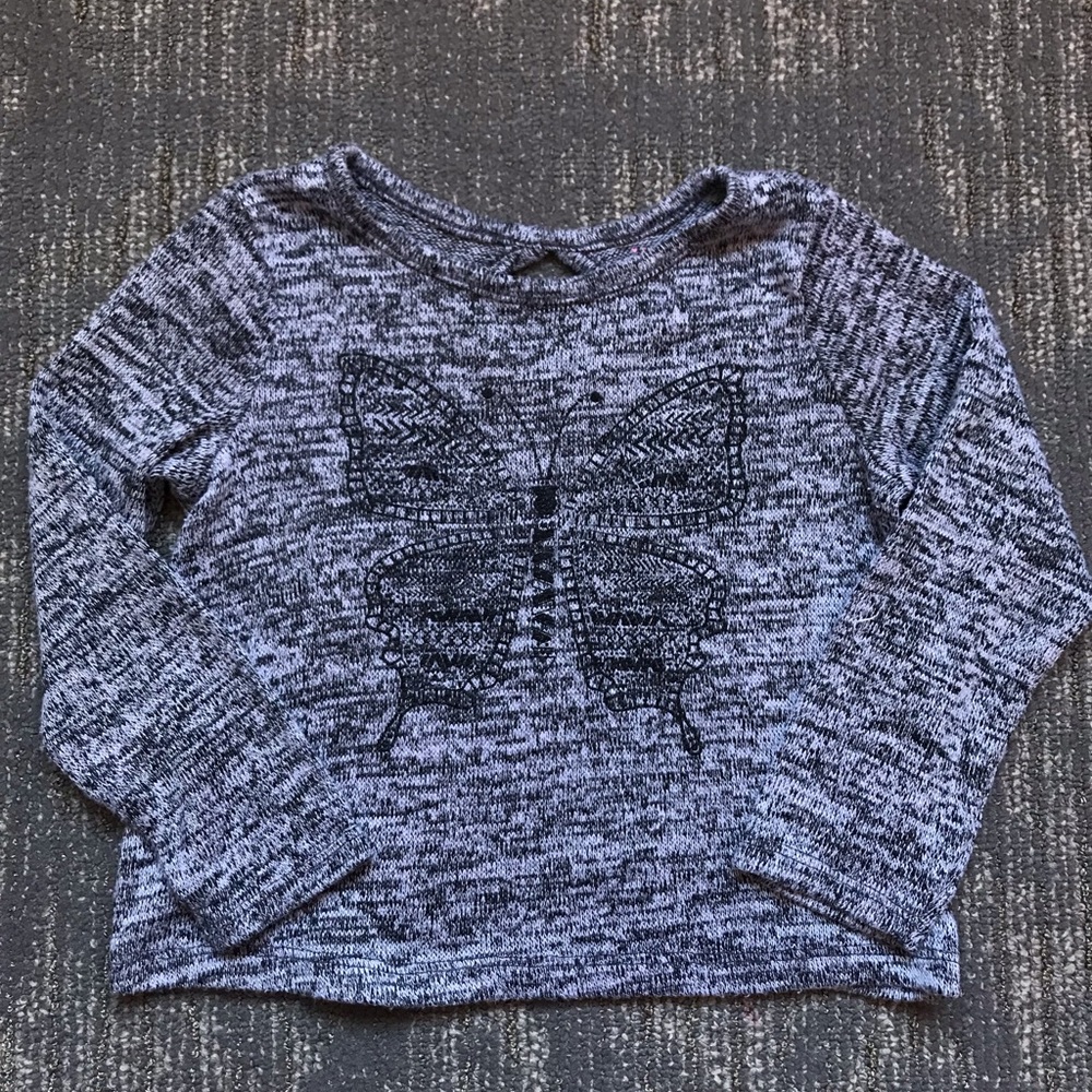Kids Gray Butterfly Long Sleeve Top Size 2T